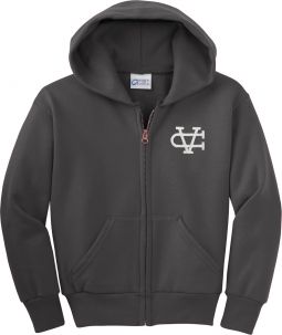 Youth Full-Zip Hooded Sweatshirt, Charcoal Grey